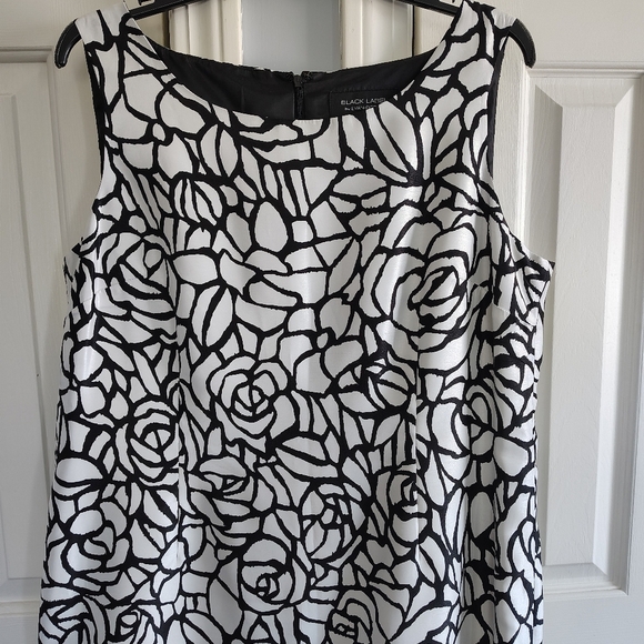Black Label Evan Picone Black White Classic Sheath Dress 16 - Picture 2 of 12